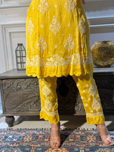 Load image into Gallery viewer, Chikankari Premium Modal Satin Pant Set