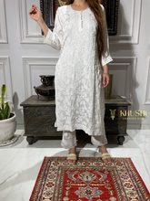 Load image into Gallery viewer, Chikankari Modal Satin Pant Set