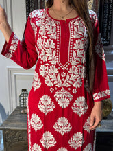 Load image into Gallery viewer, Chikankari Modal Cotton Kurti
