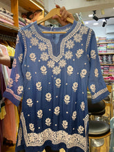 Load image into Gallery viewer, Chikankari Crepe Silk Short Kurti
