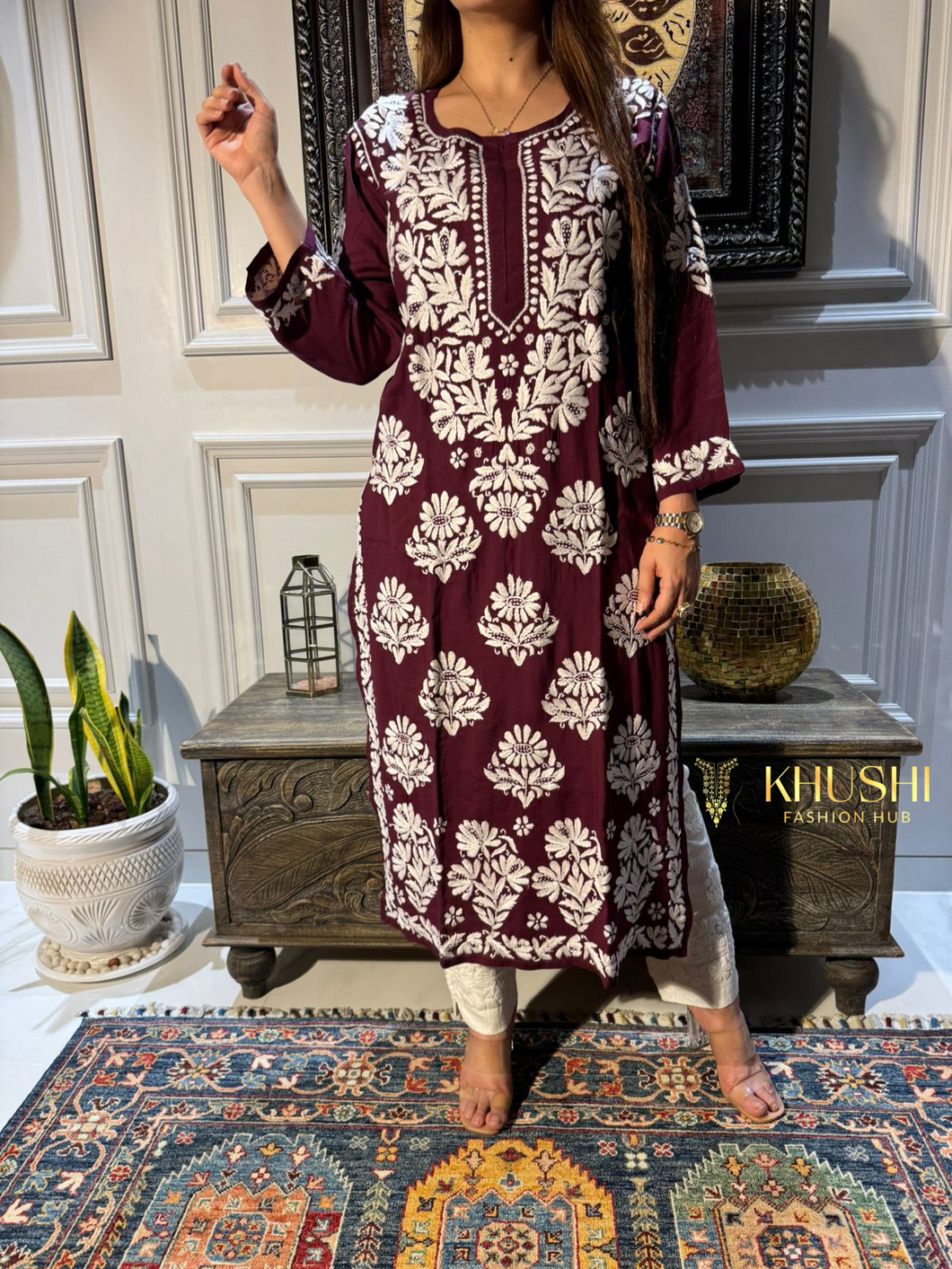 Chikankari Modal Cotton Kurti