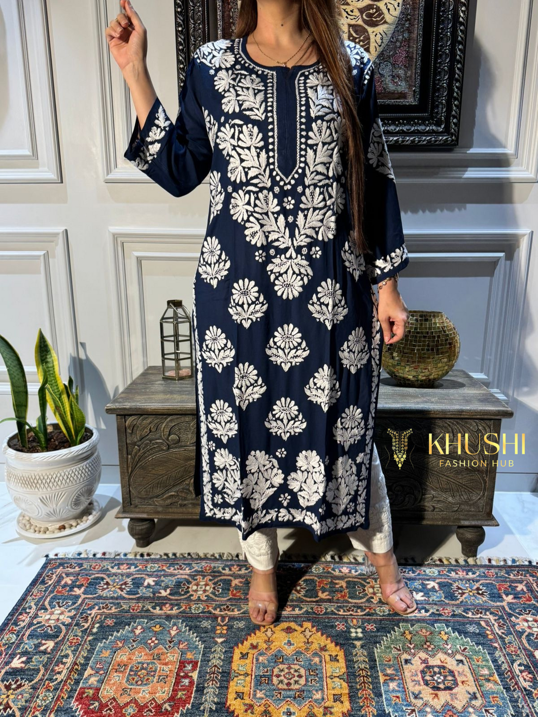 Chikankari Modal Cotton Kurti