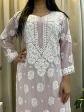 Load image into Gallery viewer, Chikankari 3d viscose kurta baby pink
