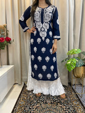 Load image into Gallery viewer, Chikankari Navy blue Kurta
