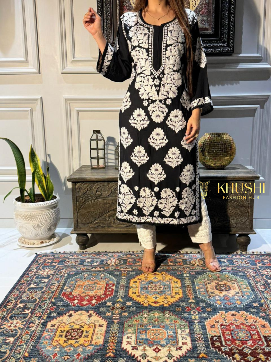 Chikankari Modal Cotton Kurti