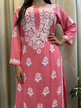 Load image into Gallery viewer, Chikankari Peach Kurta
