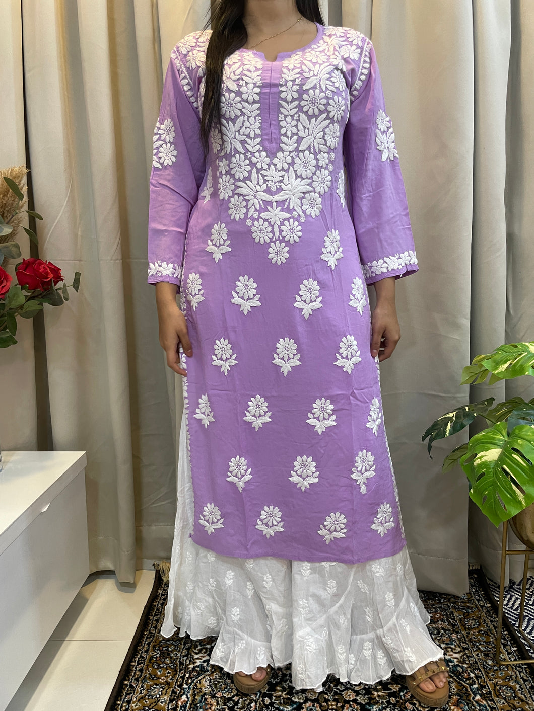 Chikankari Lailac Kurta