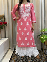 Load image into Gallery viewer, Chikankari Peach Kurta
