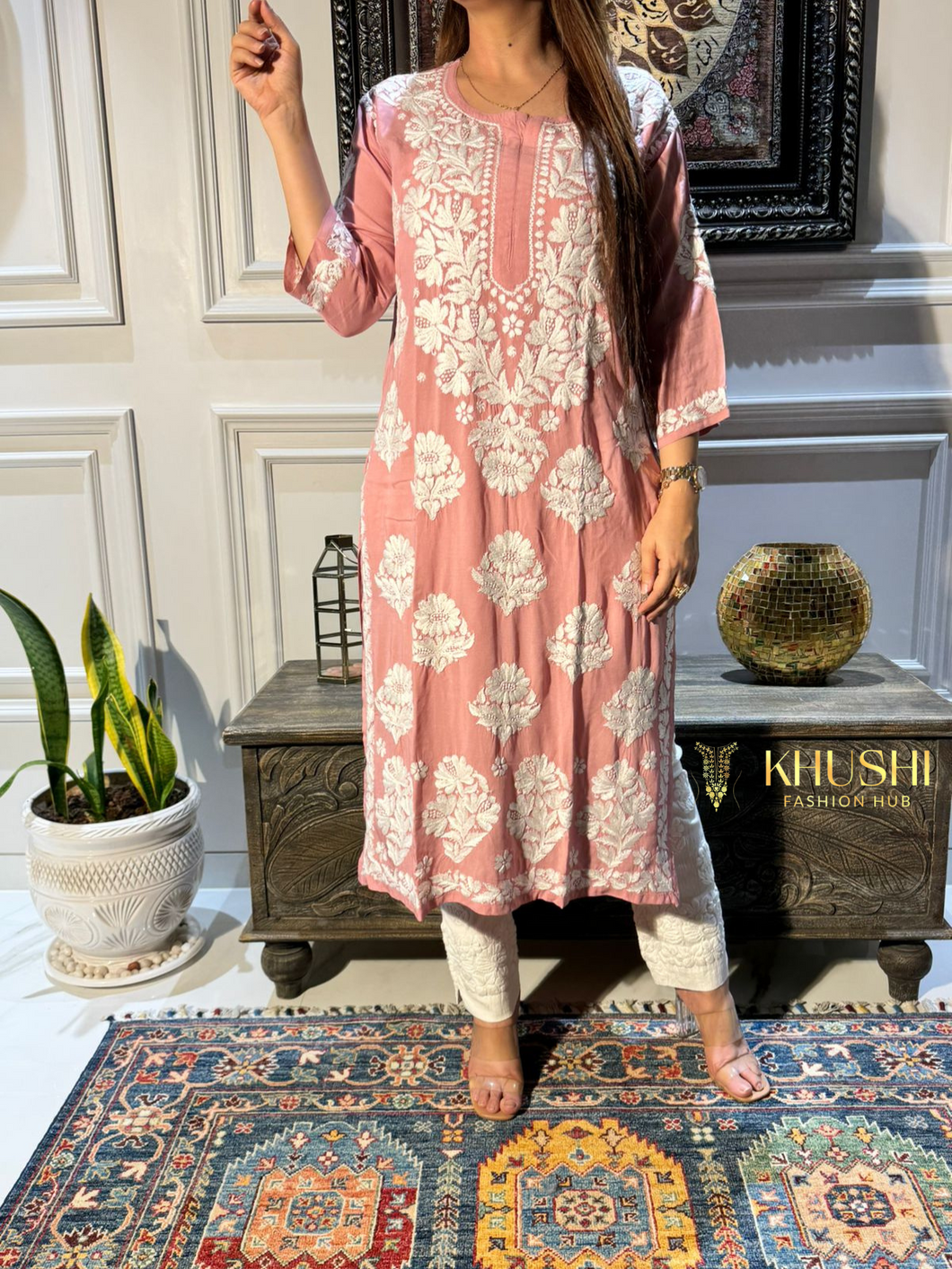 Chikankari Modal Cotton Kurti