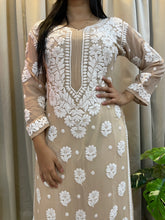 Load image into Gallery viewer, Chikankari 3d viscose kurta nude
