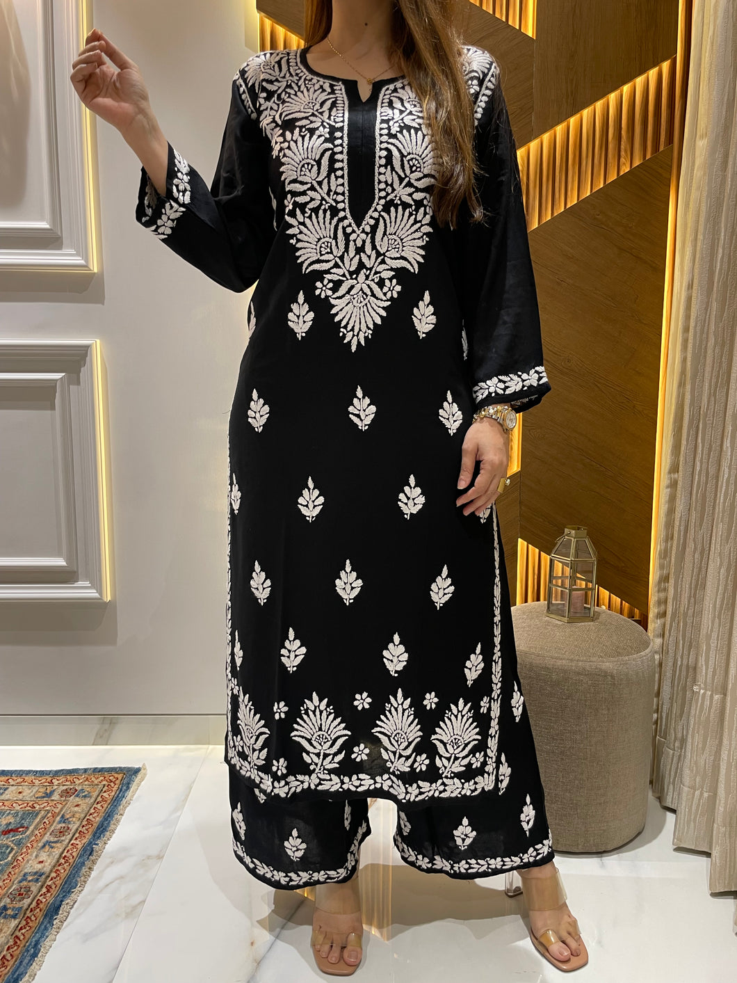 Chikankari Black Plazzo Set