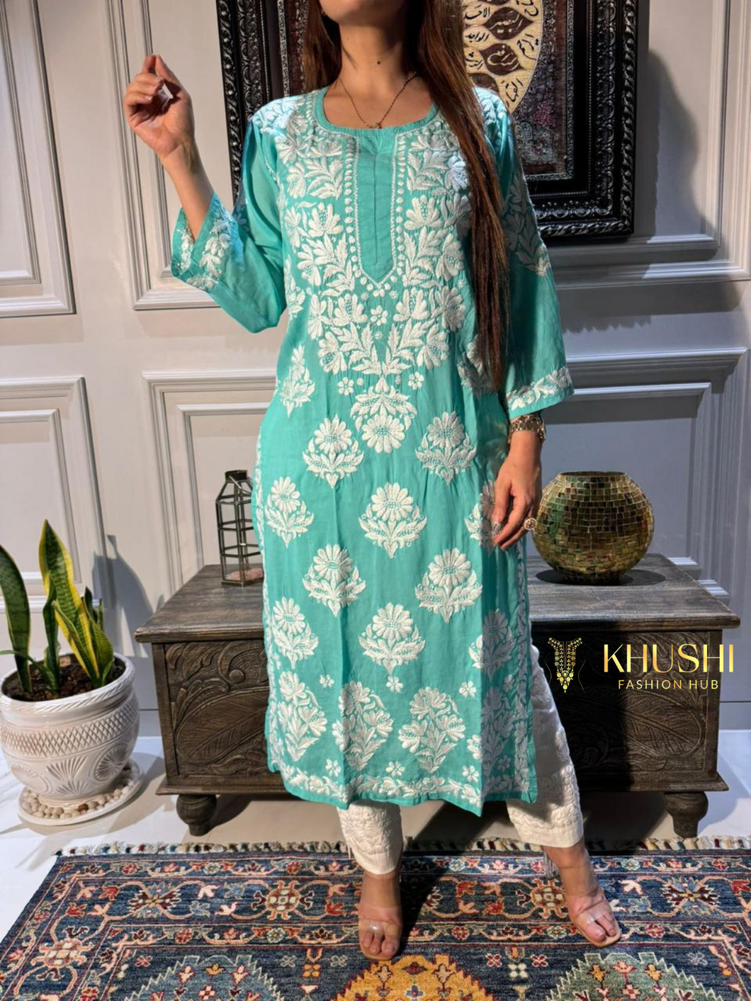 Chikankari Modal Cotton Kurti