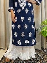 Load image into Gallery viewer, Chikankari Navy blue Kurta
