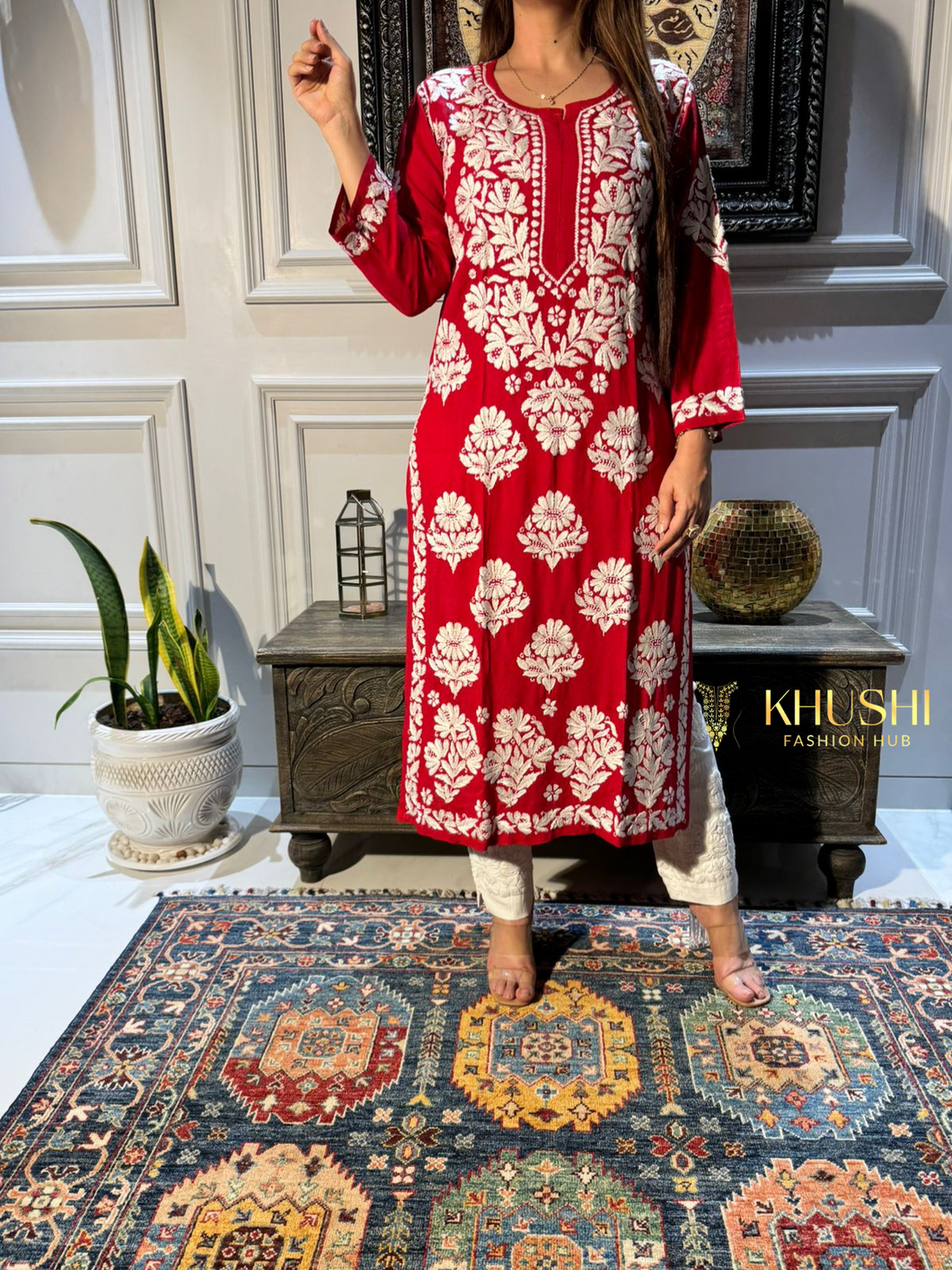 Chikankari Modal Cotton Kurti