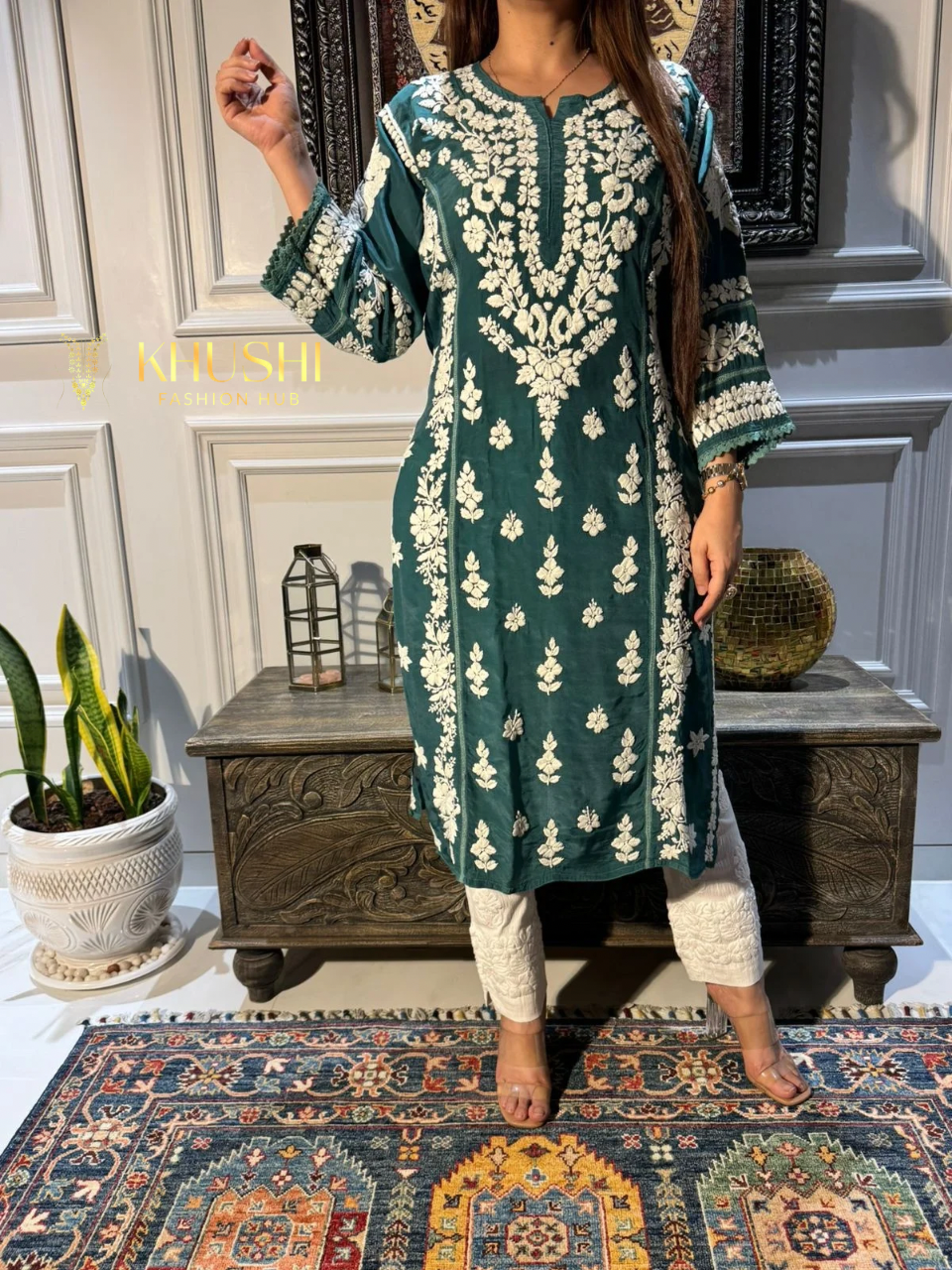 Chikankari Viscose Muslin Kurti