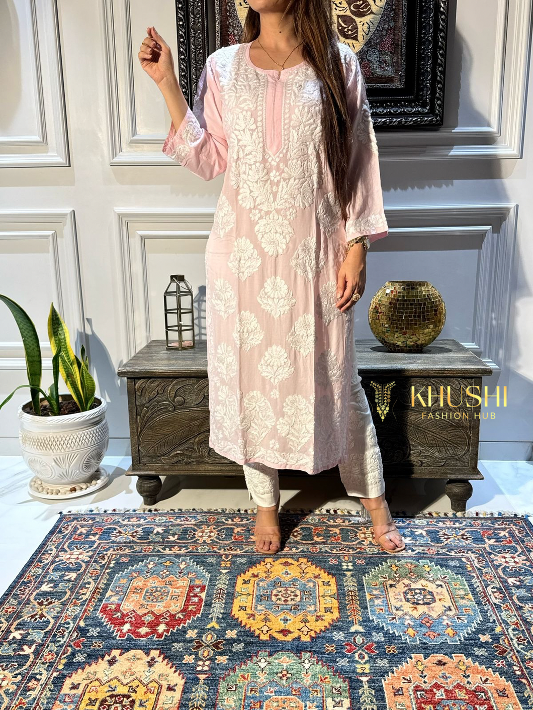 Chikankari Modal Cotton Kurti