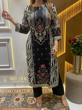 Load image into Gallery viewer, Black Printed Modal Kurti
