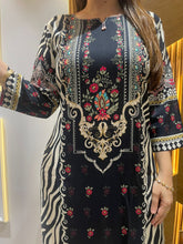 Load image into Gallery viewer, Black Printed Modal Kurti
