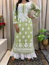 Load image into Gallery viewer, Chikankari 3d viscose kurta green
