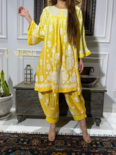 Load image into Gallery viewer, Chikankari Muslin Afghani Pant Set
