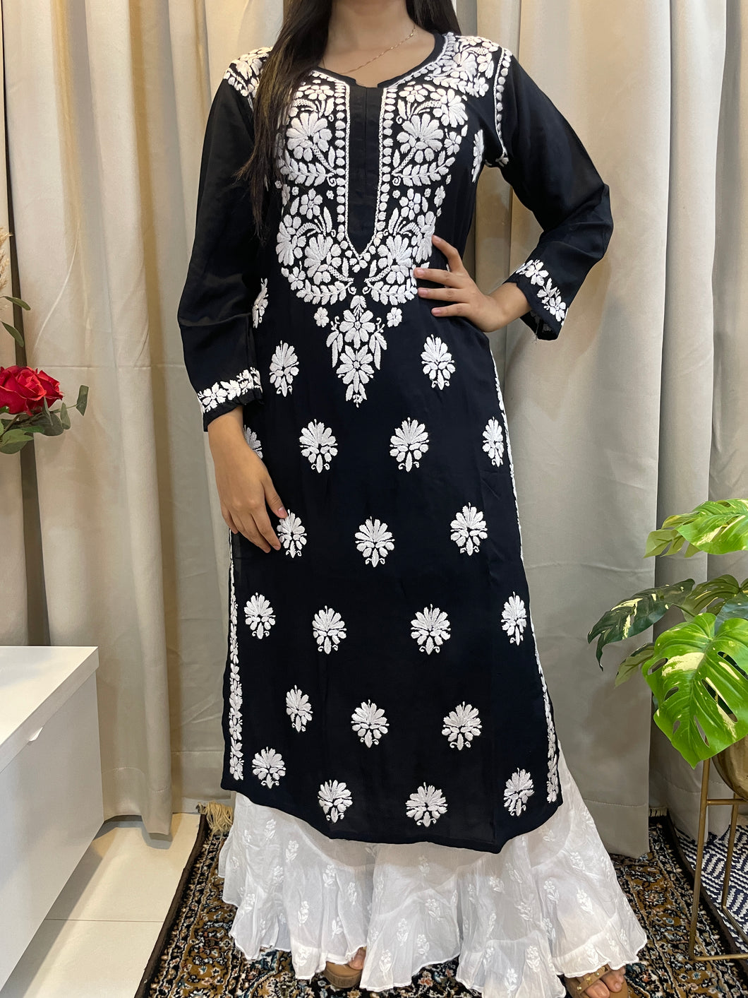 Chikankari Black Kurta